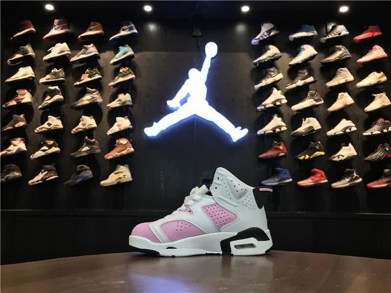 Air Jordan 6 Shos White And Pink Chirldren 1