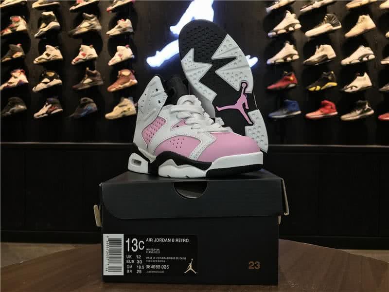 Air Jordan 6 Shos White And Pink Chirldren 9