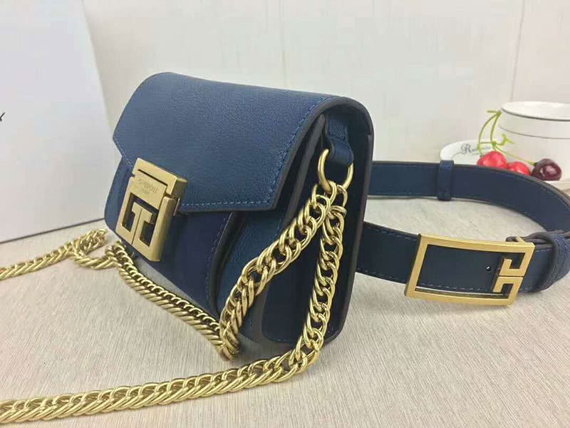 Givenchy Small gv3 Bag In Grained Leather And Suede Blue 7