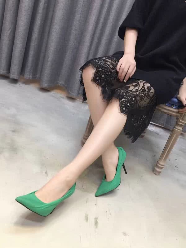 Balenciaga High-Heel Ruched Leather Pumps in Green 6