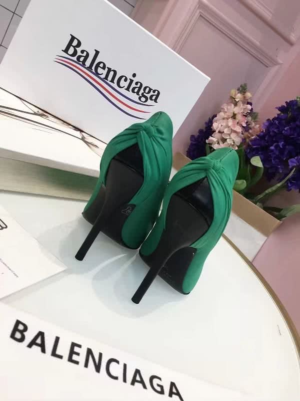 Balenciaga High-Heel Ruched Leather Pumps in Green 5