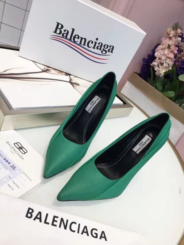 Balenciaga High-Heel Ruched Leather Pumps in Green 2