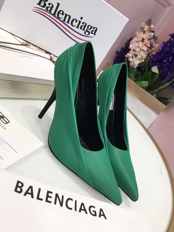 Balenciaga High-Heel Ruched Leather Pumps in Green 1