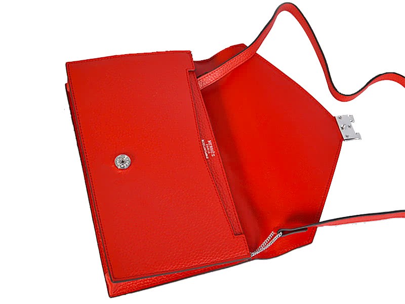 Hermes Pilot Envelope Clutch Red With Silver Hardware 6