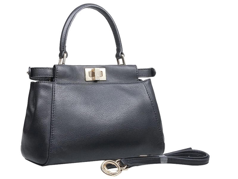 Fendi Iconic Mini Peekaboo Bag In Leather Black 2