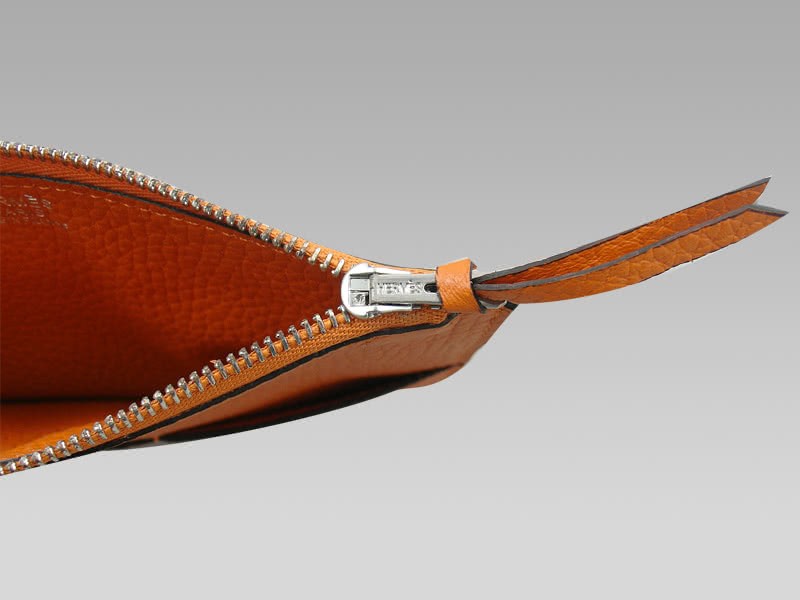 Hermes Dogon Togo Leather Wallet Purse Orange 10