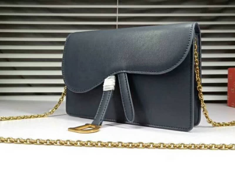 Dior Saddle Calfskin Leather Clutch Dark Blue d66201 4