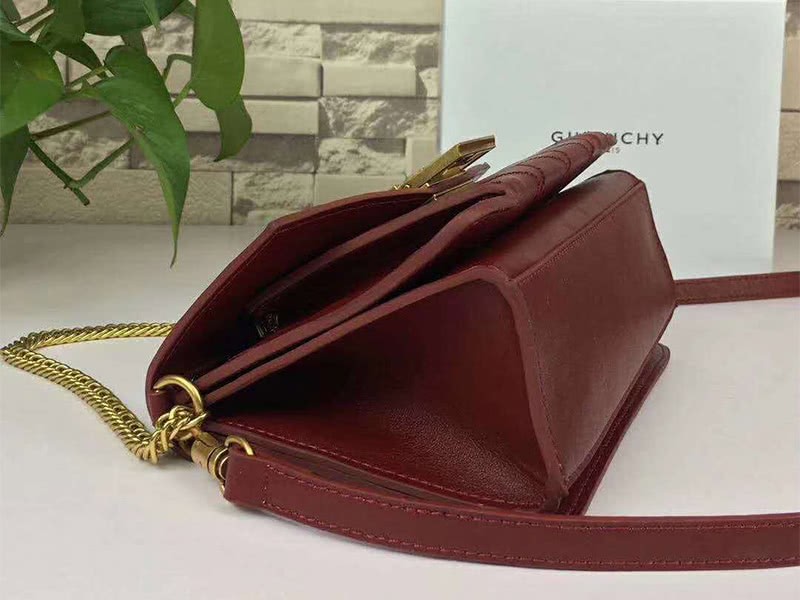 Givenchy gv3 Calfskin Quilted Leather Flap Bag Burgundy 7