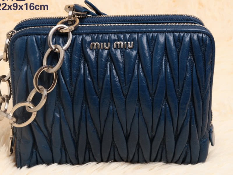 Miu Miu Glazed Matelasse Leather Mini Shoulder Bag Blue 1