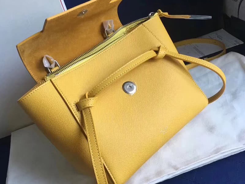 Celine Micro Belt Bag In Grained Calfskin Yellow 4