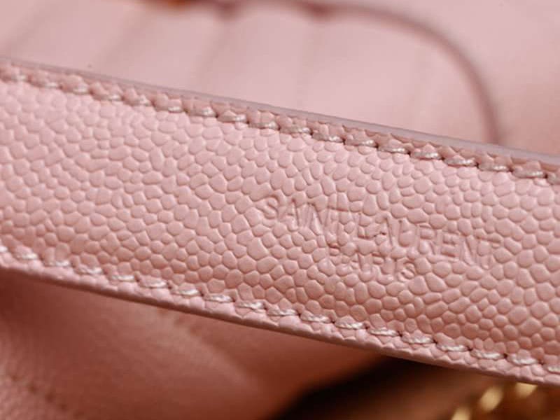 Ysl  Medium Monogramme Satchel  Pink Grain  Poudre Textured Matelasse Leather 8