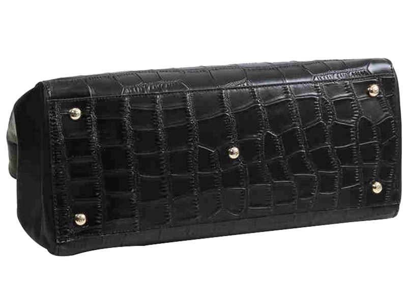Fendi 2jours Calfskin Tote Bag Croc Black 4