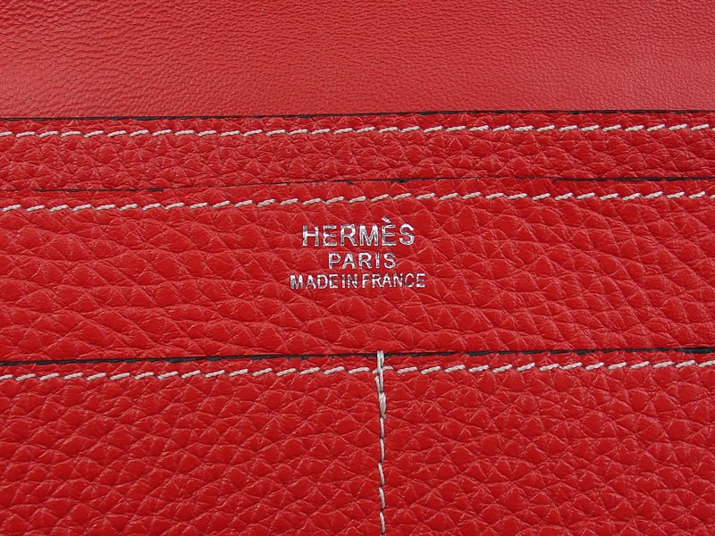 Hermes Dogon Togo Leather Wallet Purse Red 6