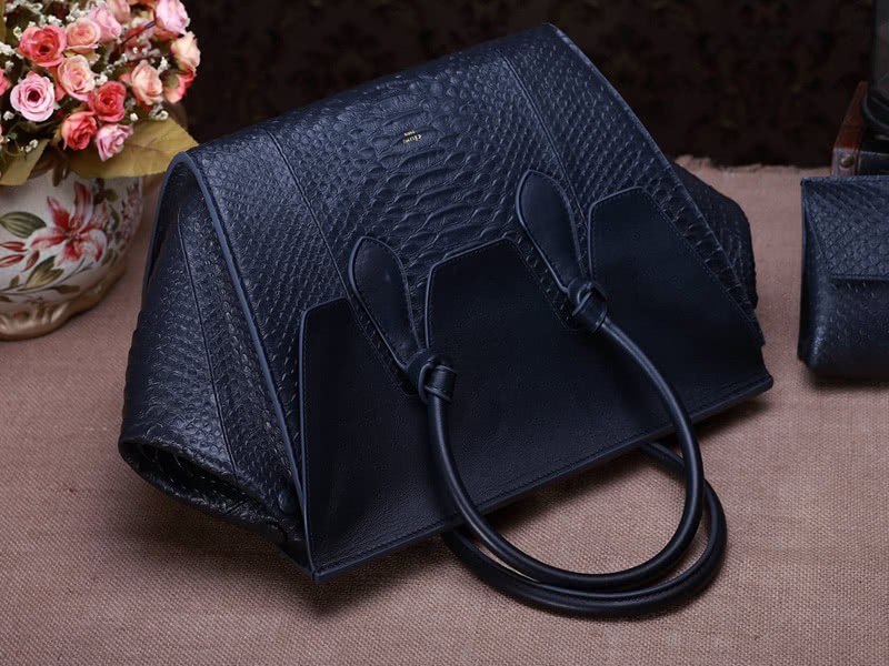 Celine Tie Nano Top Handle Bag Leather Blue Python 7