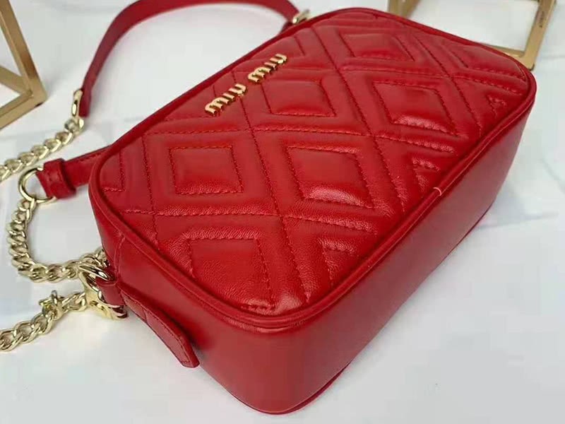 Miu Miu Calfskin Leather Belt Bag Red 5