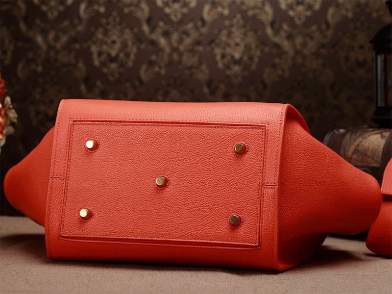 Celine Tie Nano Top Handle Bag Leather Orange 6