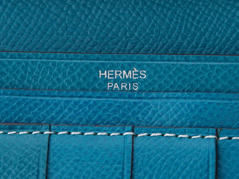 Hermes Epsom Original Calfskin Bearn Japonaise Bi-Fold Wallet Medium Blue 5