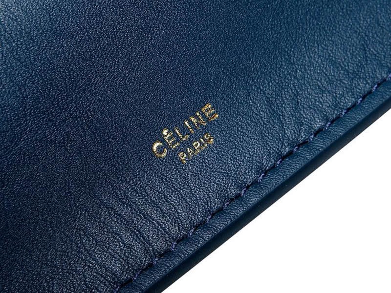 Celine Calf Leather Shoulder Bag Dark Blue 5