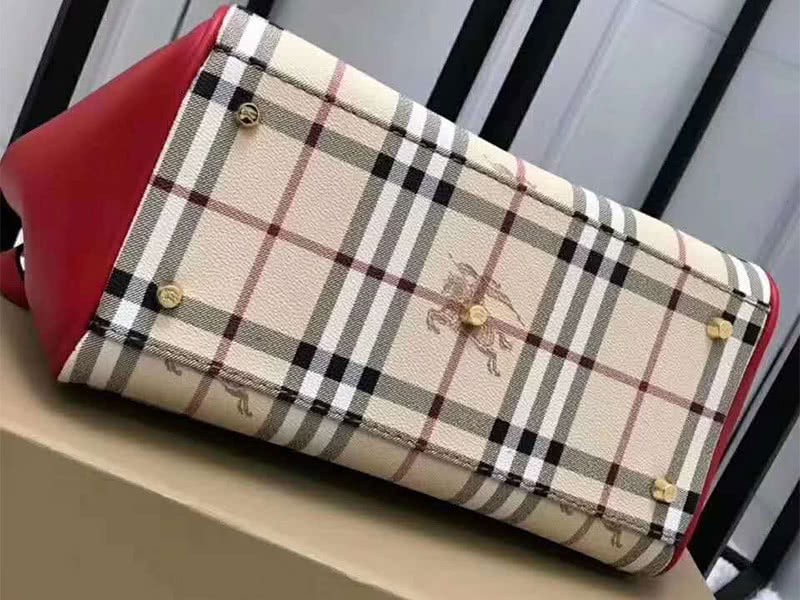 Burberry Haymarket Check Tote Bag Red 7