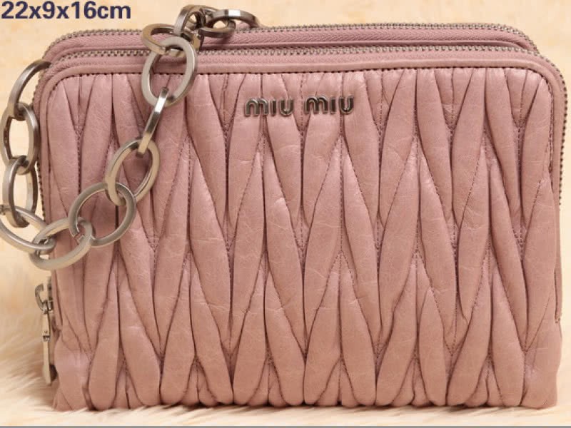 Miu Miu Glazed Matelasse Leather Mini Shoulder Bag Light Pink 1