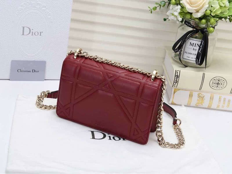 Dior Small Diorama Lambskin Bag Burgundy d05261 4