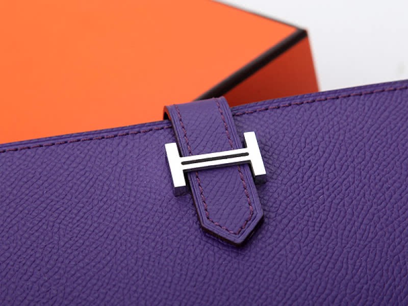 Hermes Epsom Original Calfskin Bearn Japonaise Bi-Fold Wallet Purple 3