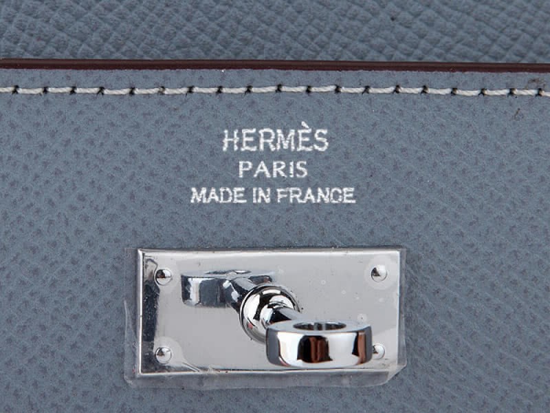 Hermes Epsom Original Calfskin Kelly Long Wallet Grey Blue 5