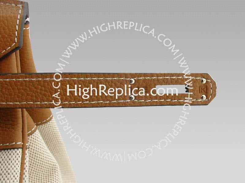 Hermes Birkin 35 Cm Toile And Togo Leather Tan 13