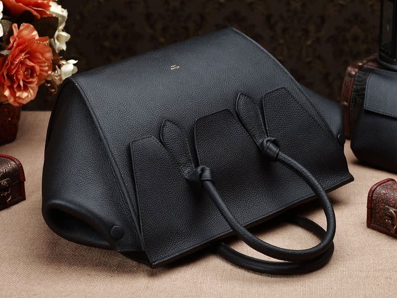 Celine Tie Nano Top Handle Bag Leather Black 8