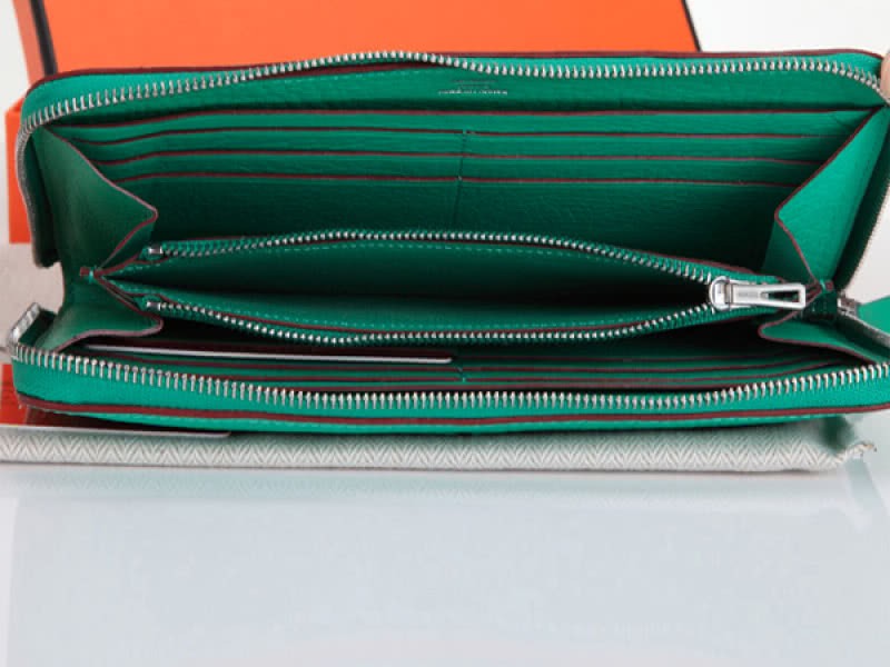 Hermes Zipper Wallet Original Leather Watermelon Green 3