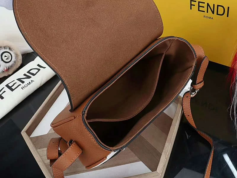 Fendi Saddlebag Leather Shoulder Bag Brown 9