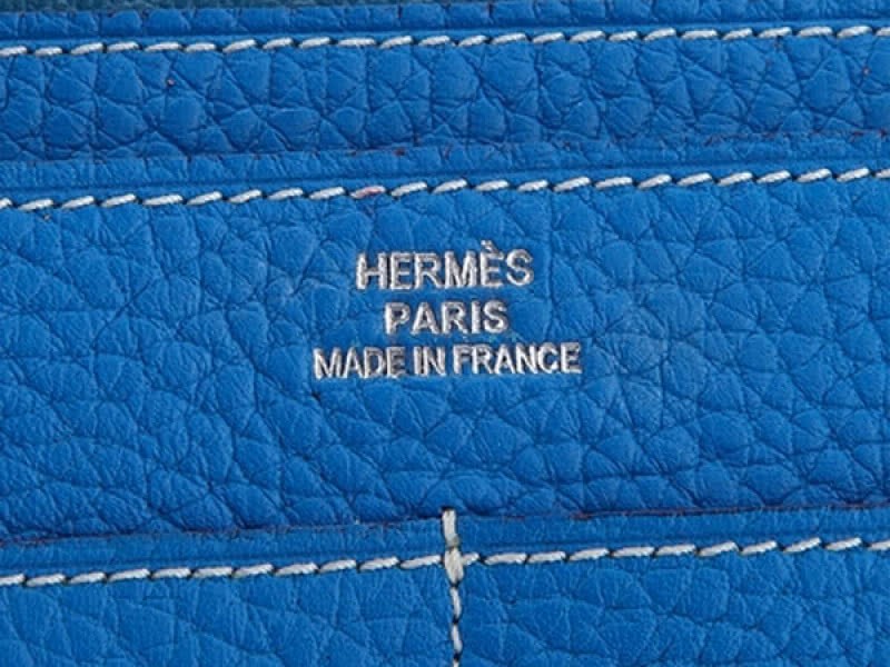 Hermes Dogon Togo Original Leather Combined Wallet Blue 6