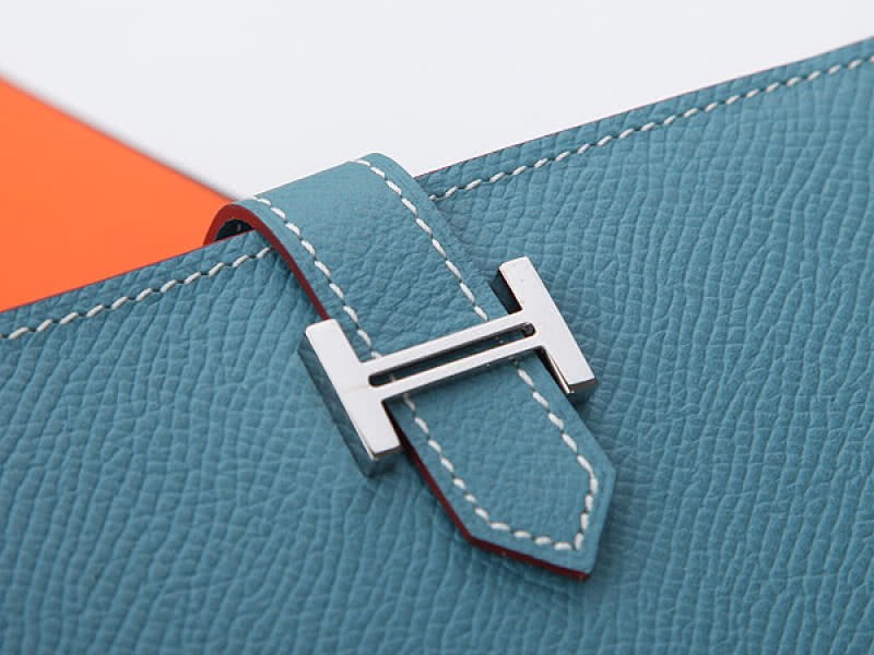 Hermes Epsom Original Calfskin Bearn Japonaise Bi-Fold Wallet Light Blue 3