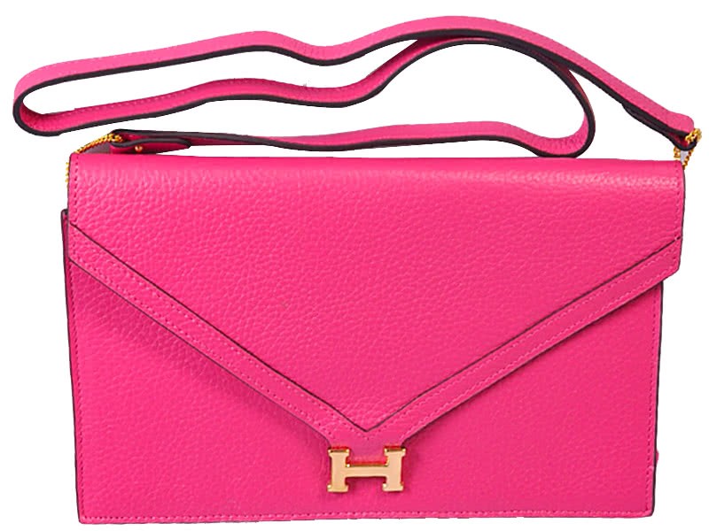Hermes Pilot Envelope Clutch Hot Pink With Gold Hardware 4