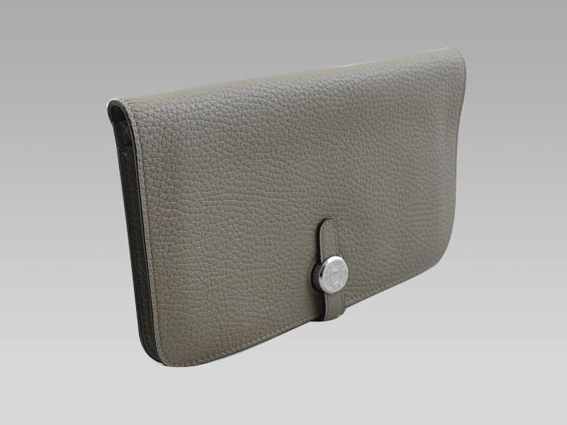 Hermes Dogon Togo Leather Wallet Purse Grey 2