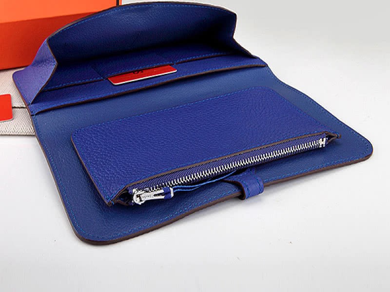 Hermes Dogon Togo Original Leather Combined Wallet Electric Blue 4