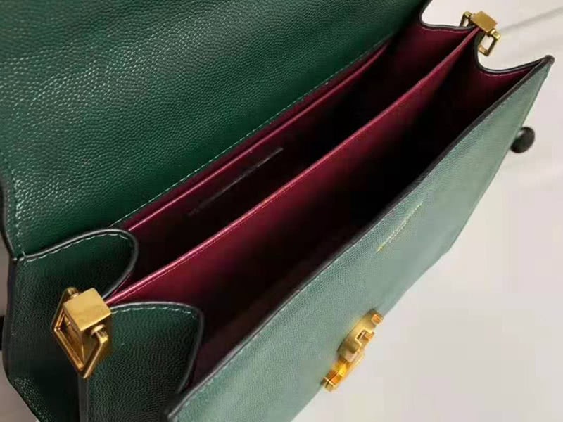 Saint Laurent Cassandra Top Handle Medium Bag In Grain Leather Green 9