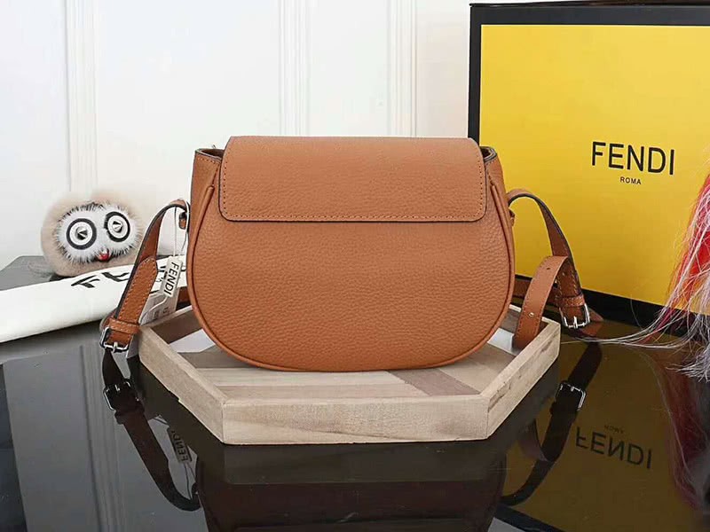 Fendi Saddlebag Leather Shoulder Bag Brown 3