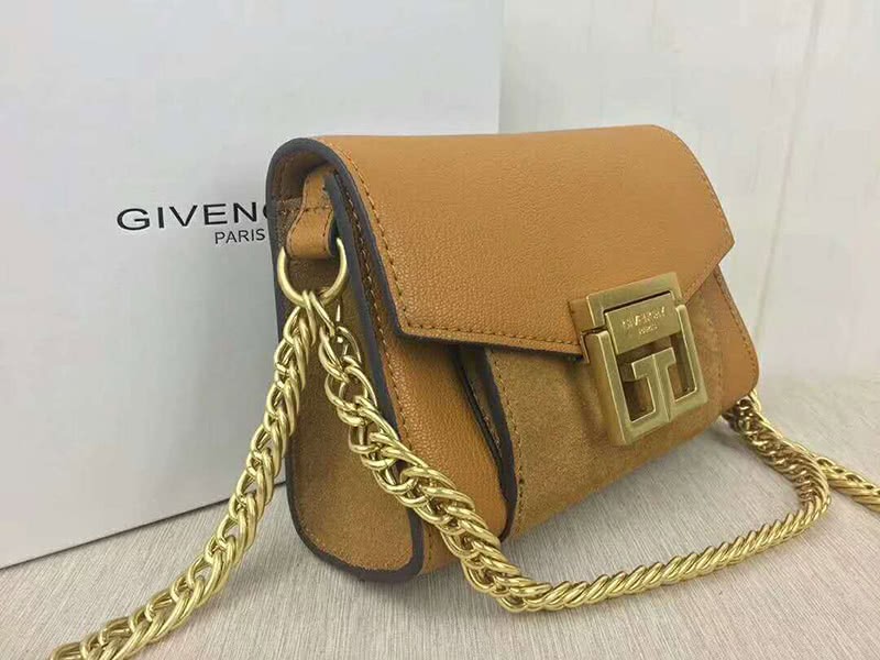 Givenchy Small gv3 Bag In Grained Leather And Suede Camel 2