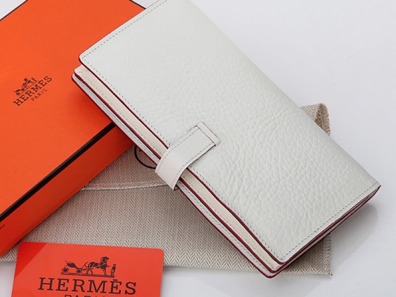Hermes Dogon Togo Original Calfskin Bearn Japonaise Bi-Fold Wallet White 2