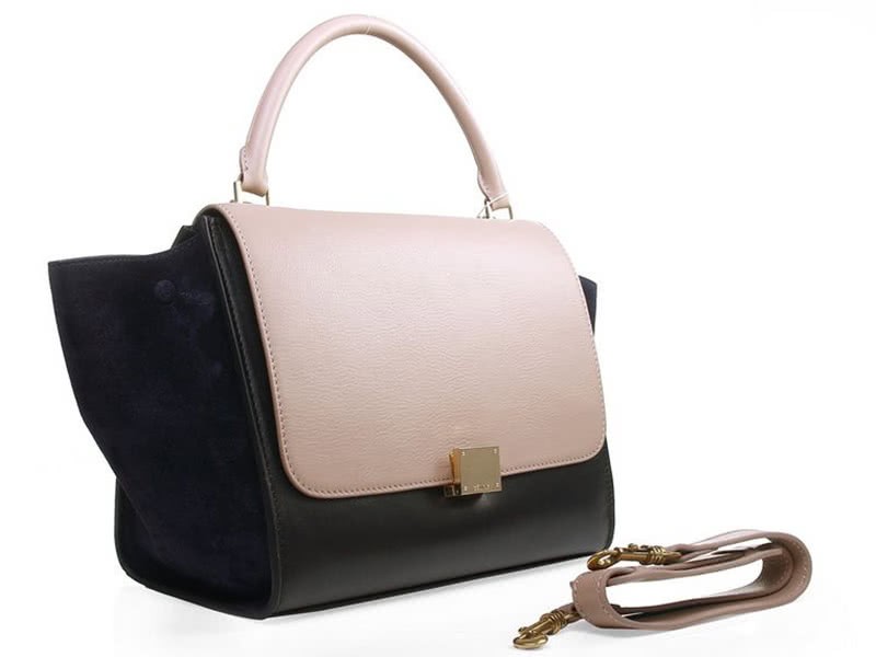 Celine Trapeze Shoulder Bag Multicolor Calfskin Pink Black Suede Blue 2