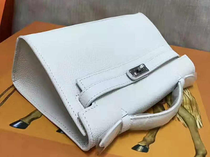 Hermes Pochette Kelly Togo Leather Silver Hardware White 4