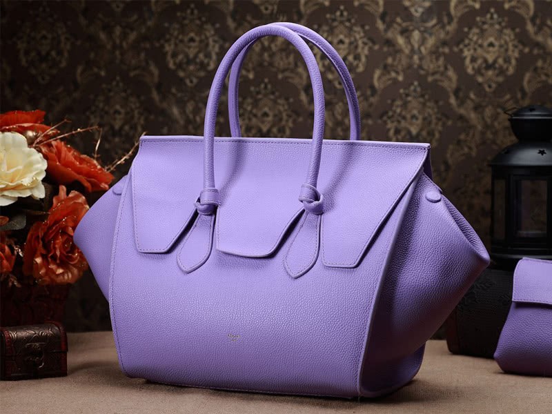 Celine Tie Nano Top Handle Bag Leather Purple 4