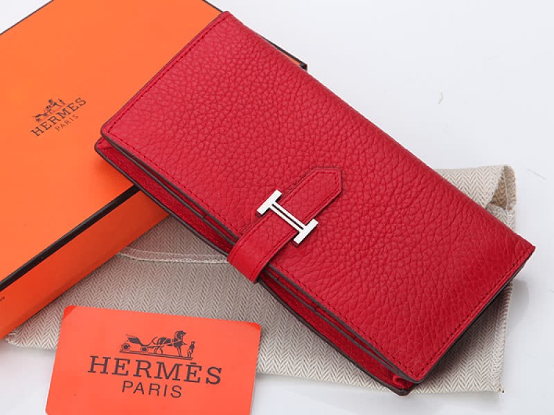 Hermes Dogon Togo Original Calfskin Bearn Japonaise Bi-Fold Wallet Red 1