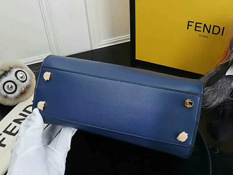 Fendi Peekaboo Essential Calfskin Leather Bag Blue 4