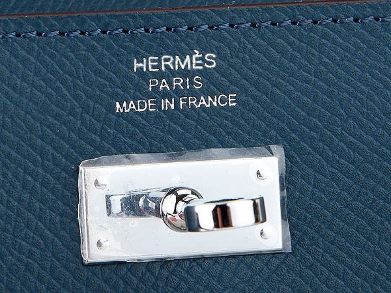 Hermes Epsom Original Calfskin Kelly Long Wallet Dark Blue 5