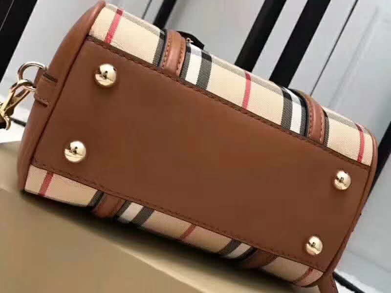 Burberry Boston Bag In Vintage Check And Leather Brown 7