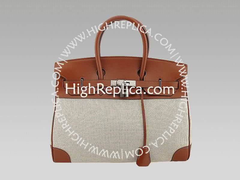 Hermes Birkin 35 Cm Toile And Togo Leather Brown 1