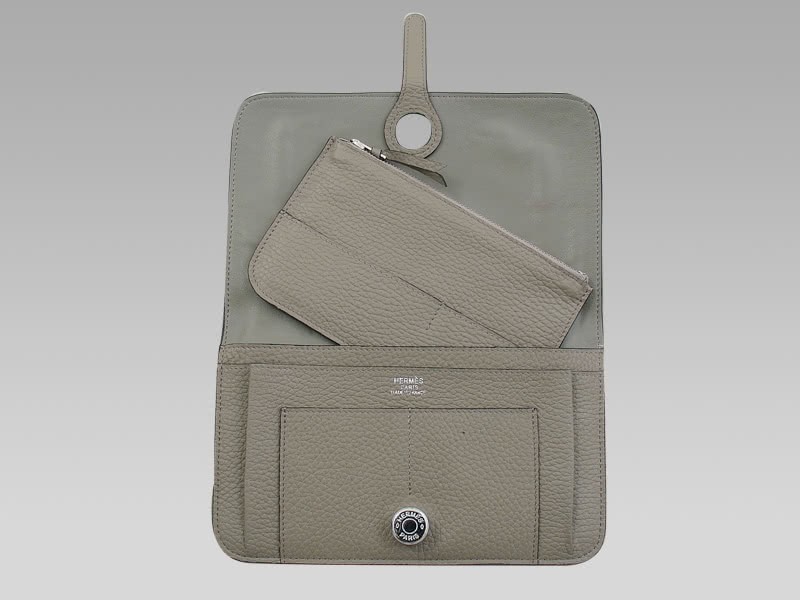 Hermes Dogon Togo Leather Wallet Purse Grey 7