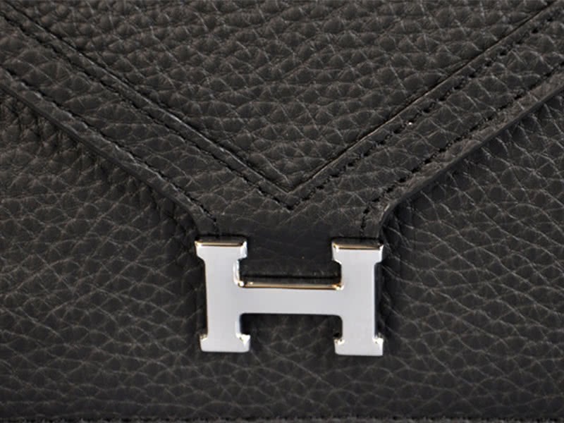 Hermes Pilot Envelope Clutch Black With Silver Hardware 8